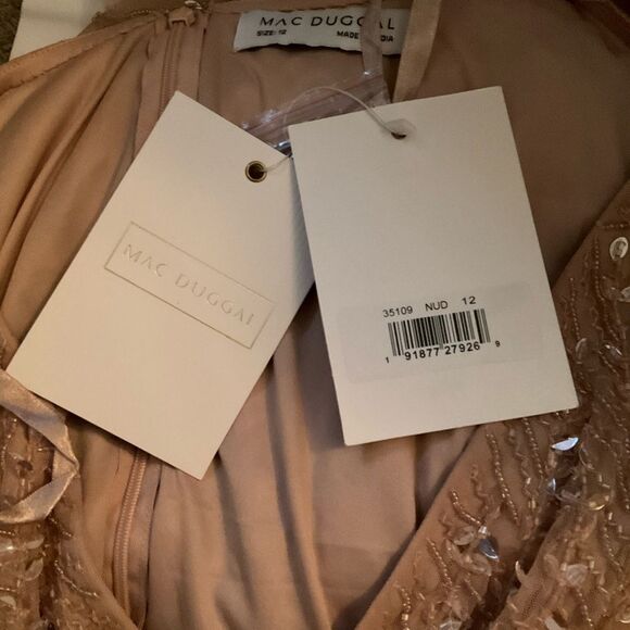 Mac Duggal 35109 Pink Embellished Flutter Sleeve Gown Dress MOB $698 - Picture 13 of 13